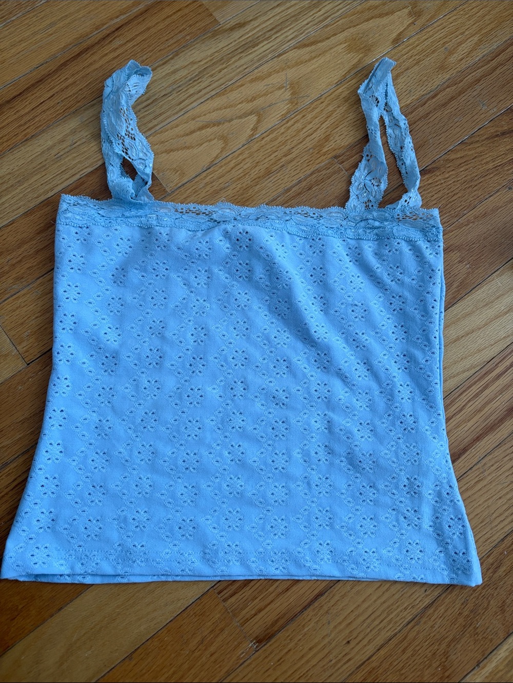 Edikted Light Blue Eyelet Lace Cami